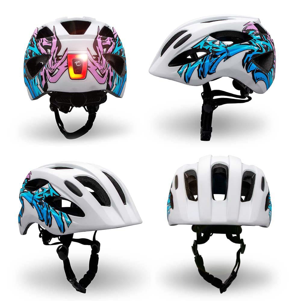 Crazy Safety Bicycle helmet Graffiti Splash children's helmet with light