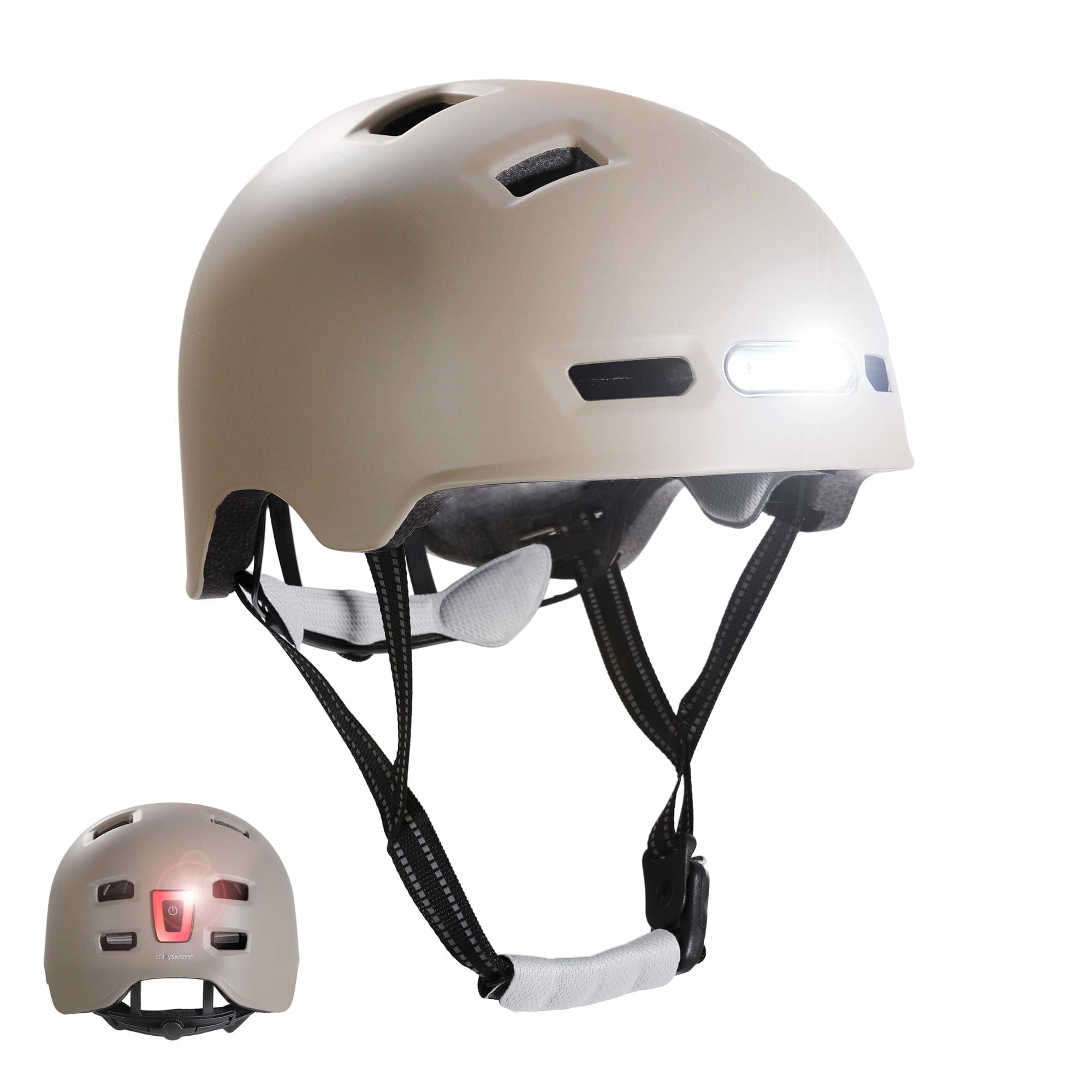 Crazy Safety Bicycle helmet Matte sand / M (54-57cm) Vertigo urban bicycle helmet with front and rear lights