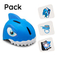 Load image into Gallery viewer, Crazy Safety Bicycle helmet Product bundle: Blue shark bicycle helmet, backpack, cycling gloves & bell for children
