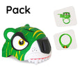 Charger l'image dans la visionneuse de la galerie, Crazy Safety Bicycle helmet Product bundle: Green tiger bike helmet, lock, and tiger bell for children
