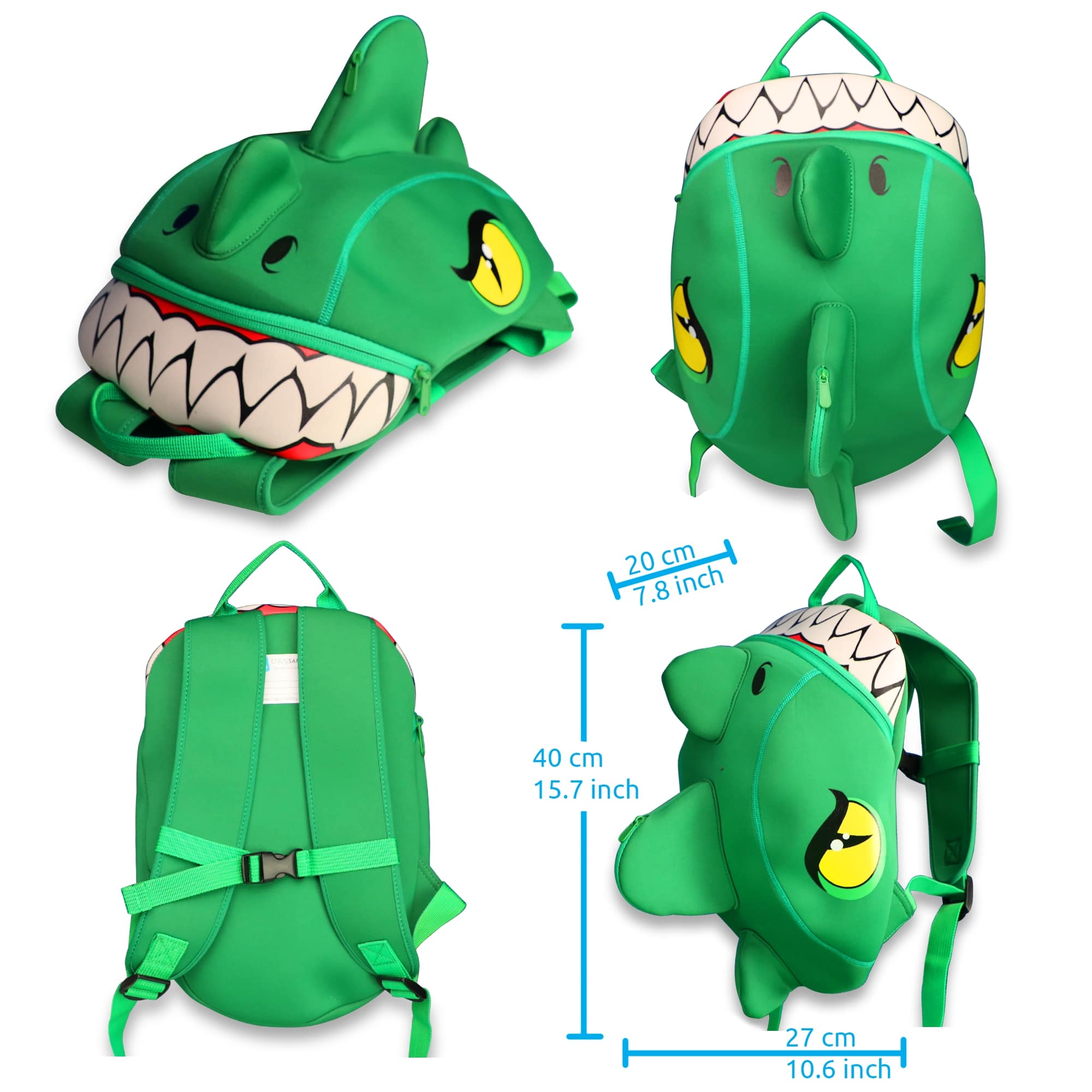 Crocodile Children Backpack - Green