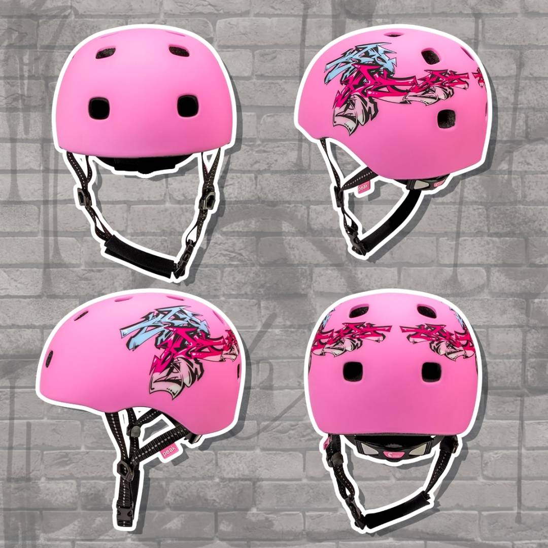 Skater Hjelm - Pink graffiti