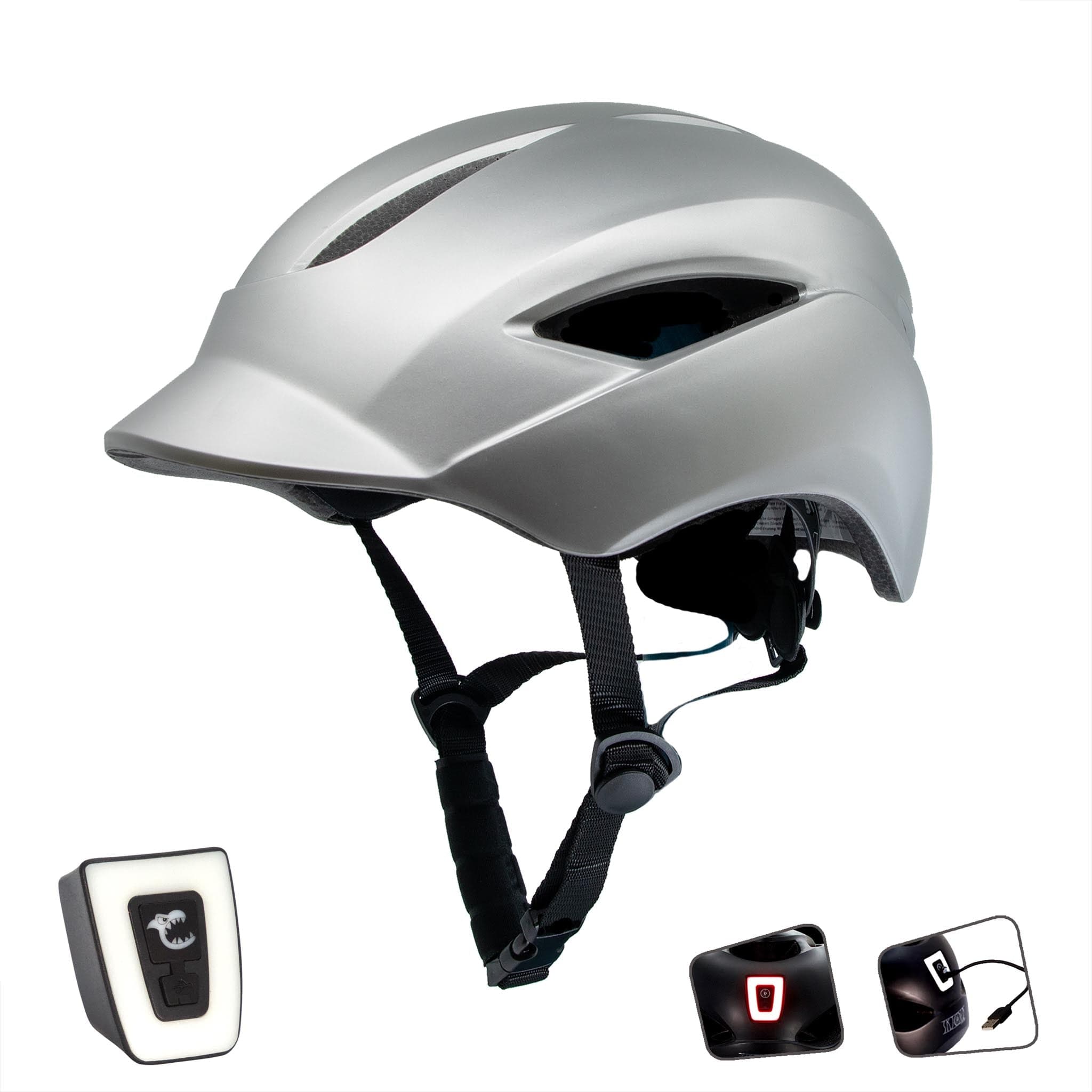 Matt silver bike helmet