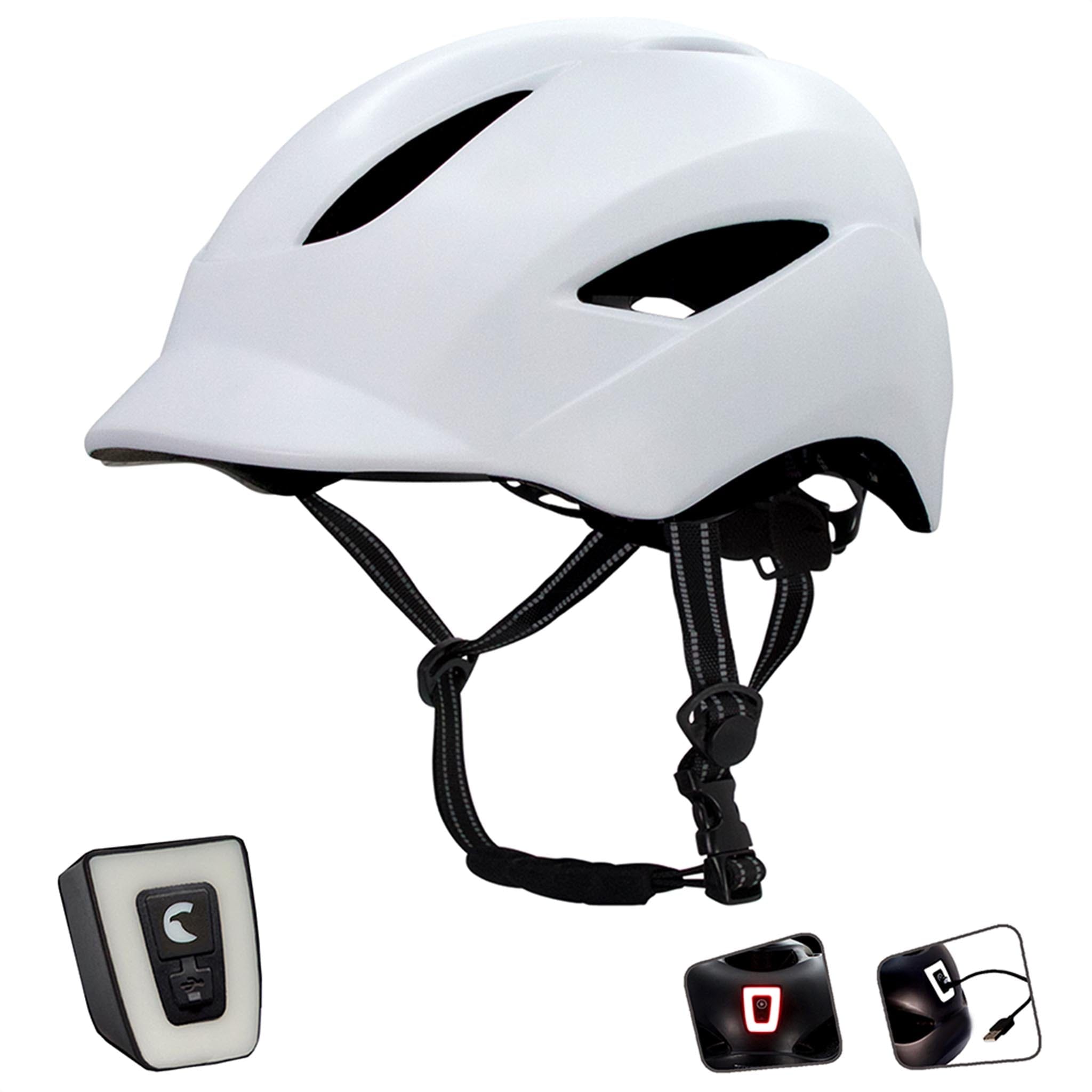 Matt white aero bicycle helmet